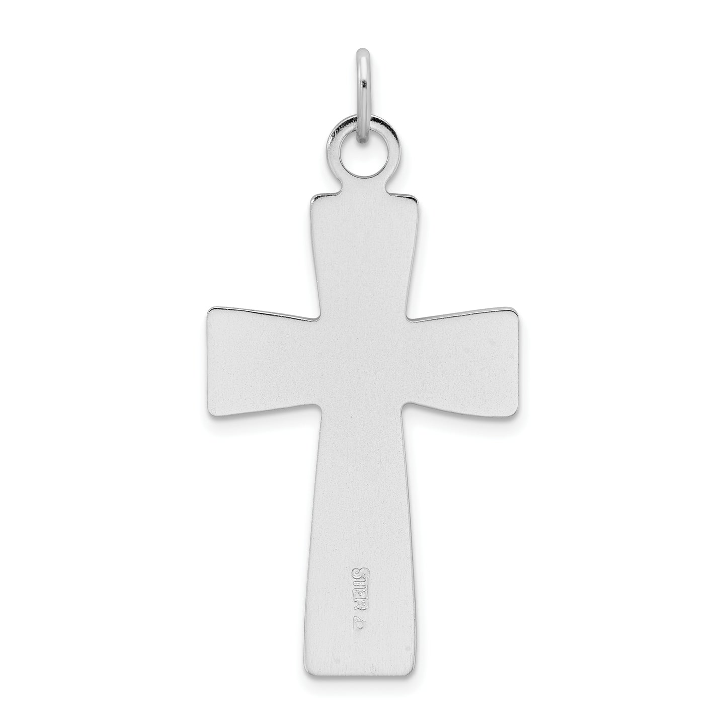 Sterling Silver Rhodium-Plated Polished And Satin Cross Pendant