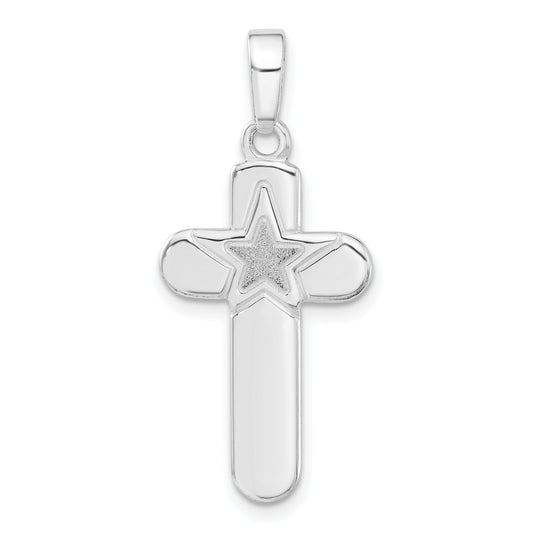 Sterling Silver Polished And Matte Finish Star Cross Pendant