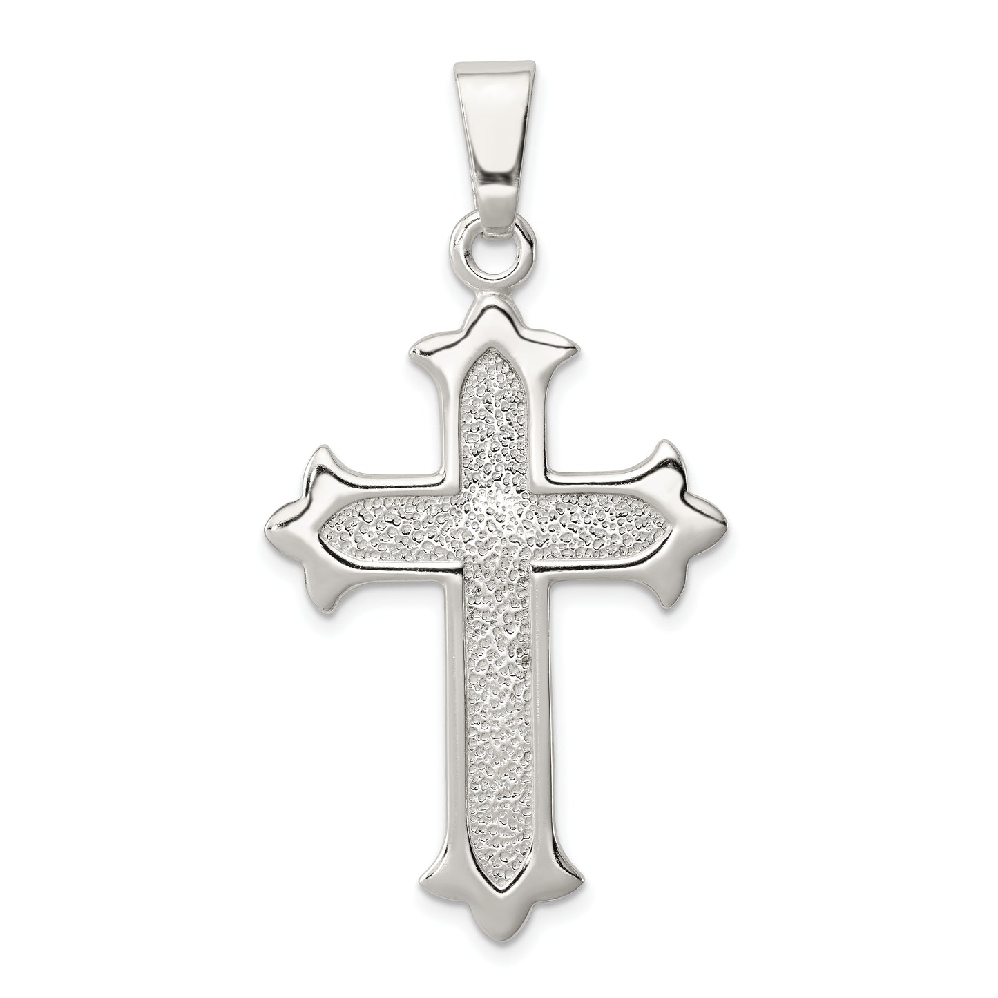 Sterling Silver Polished And Textured Cross Pendant