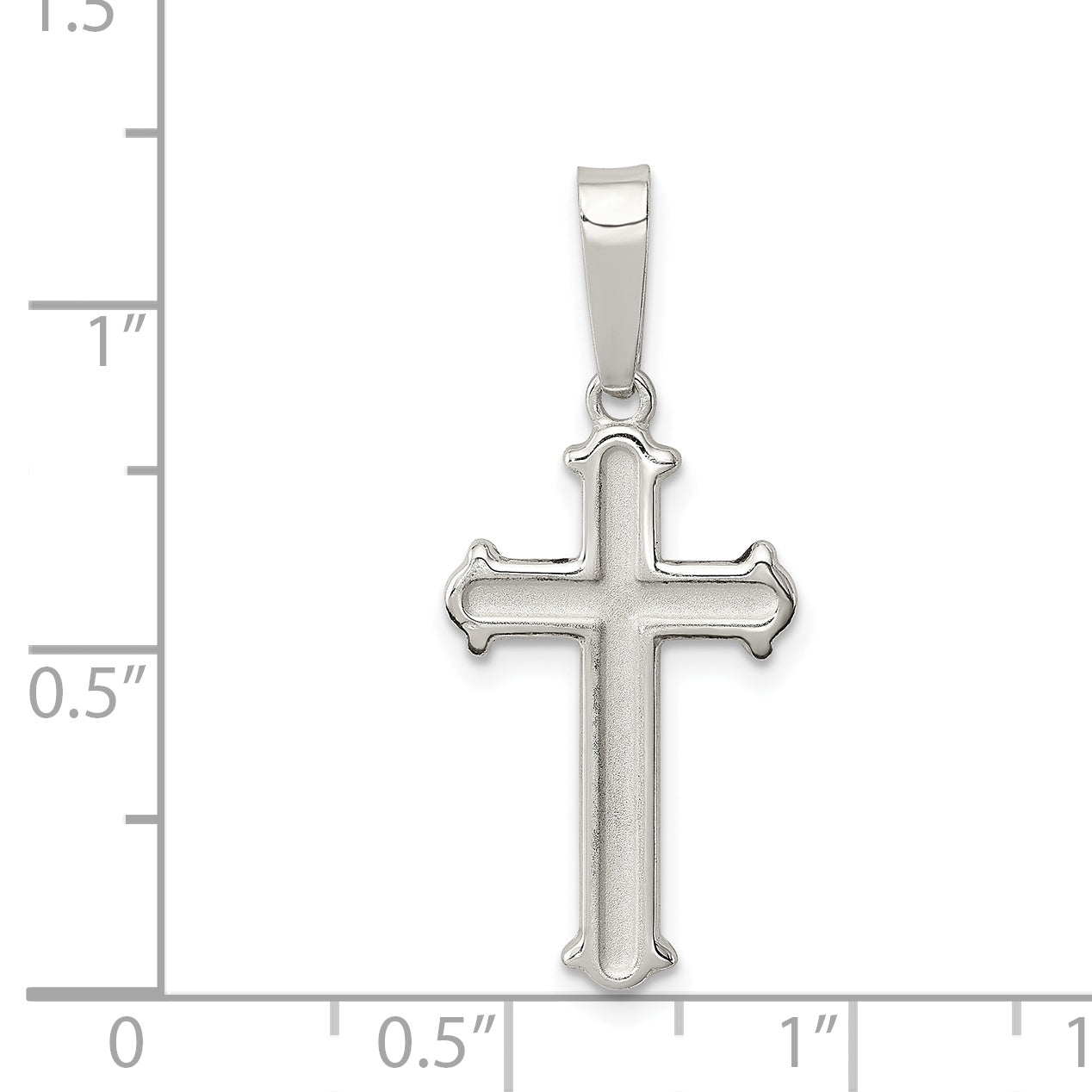 Sterling Silver Polished Matte Center Finish Cross Pendant