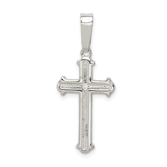 Sterling Silver Polished And Texture Center Finish Cross Pendant