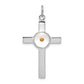 Sterling Silver Rhodium-Plated Polshd & Epxy Cross W/Mustard Seed Pendant