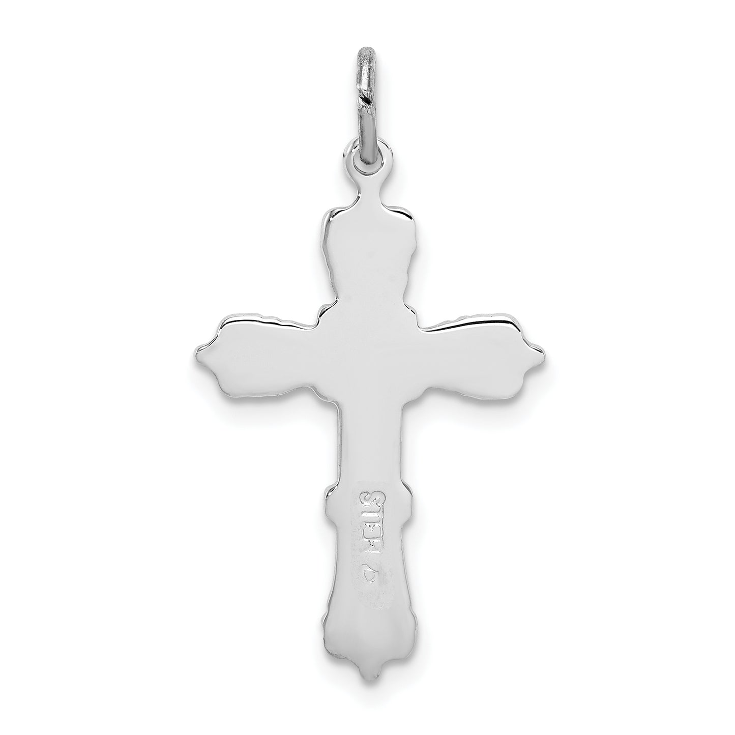 Sterling Silver Rhodium-Plated With Black Epoxy Cross Pendant