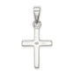 Sterling Silver Rhod-Plated Blue Inlay Created Opal Thin Cross Pendant