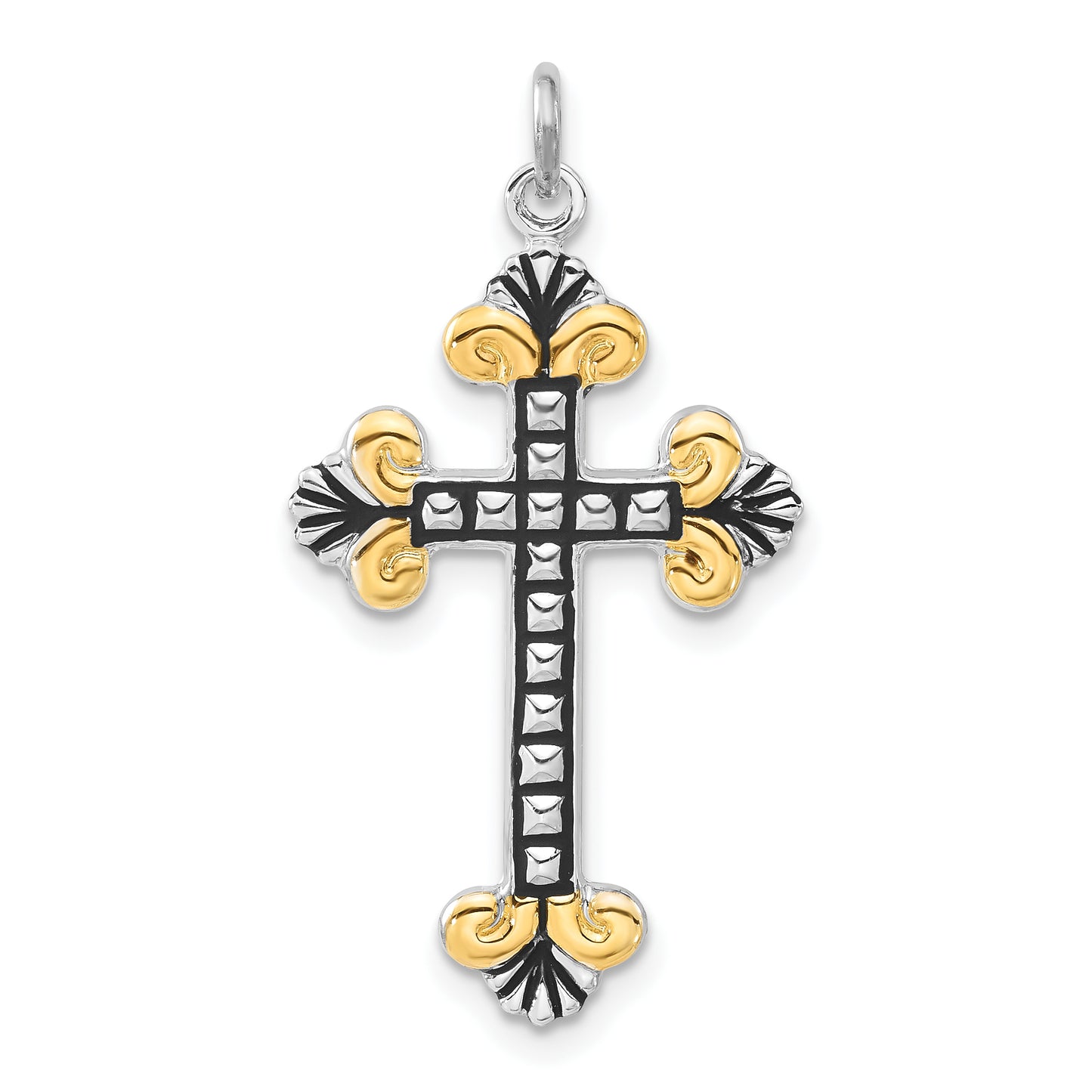 Sterling Silver Black Enamel & Gold-Tone Vermeil Cross Pendant