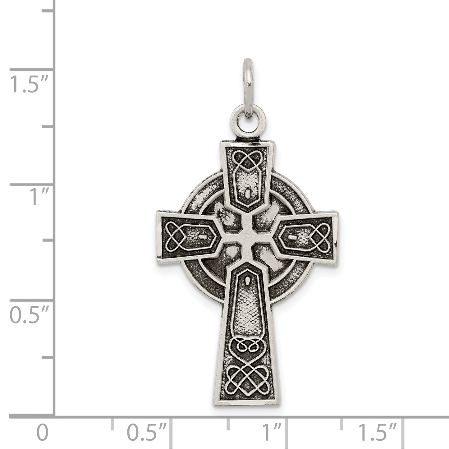 Sterling Silver Antiqued Satin Irish Cross Pendant