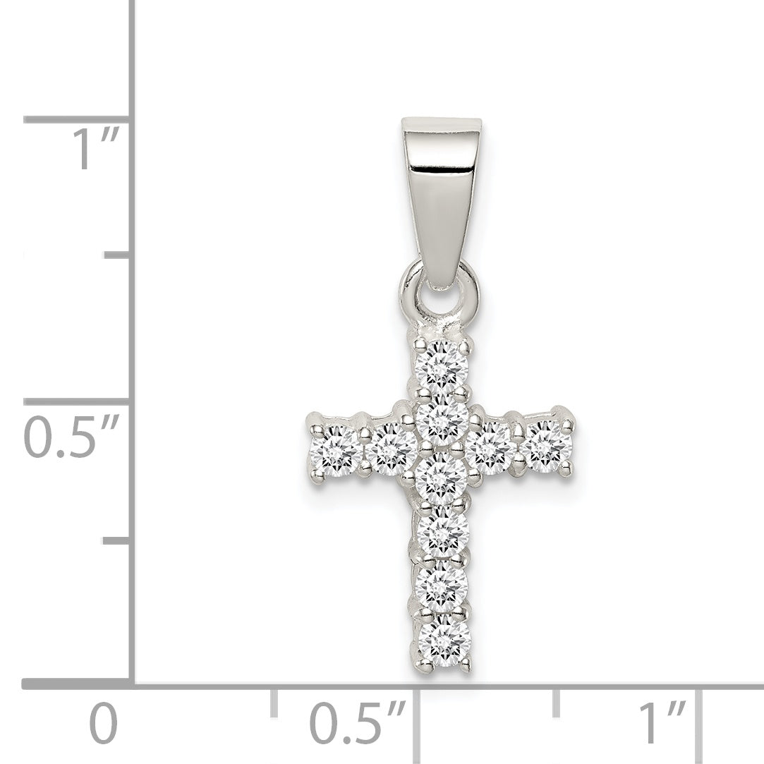 Sterling Silver Cz Cross Pendant