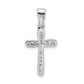 Sterling Silver Rhodium Plated Cz Cross Pendant