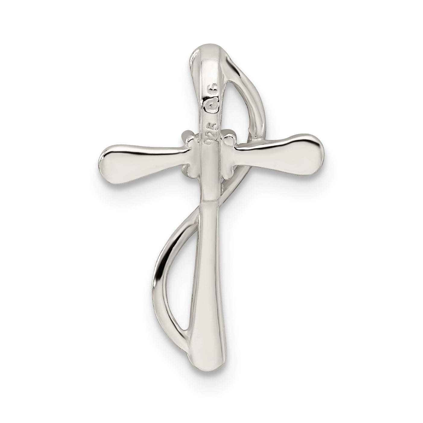 Sterling Silver Polished Cz Cross Pendant