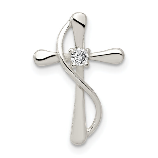 Sterling Silver Polished Cz Cross Pendant