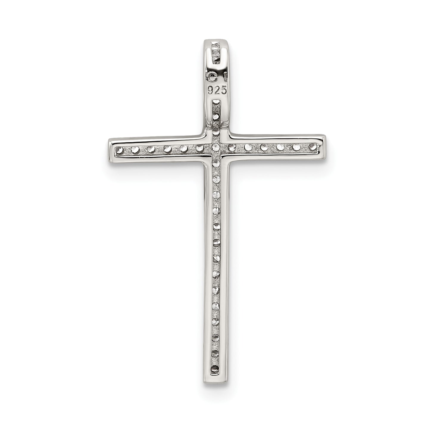 Sterling Silver Rhodium-Plated Micro Pave Cross Pendant