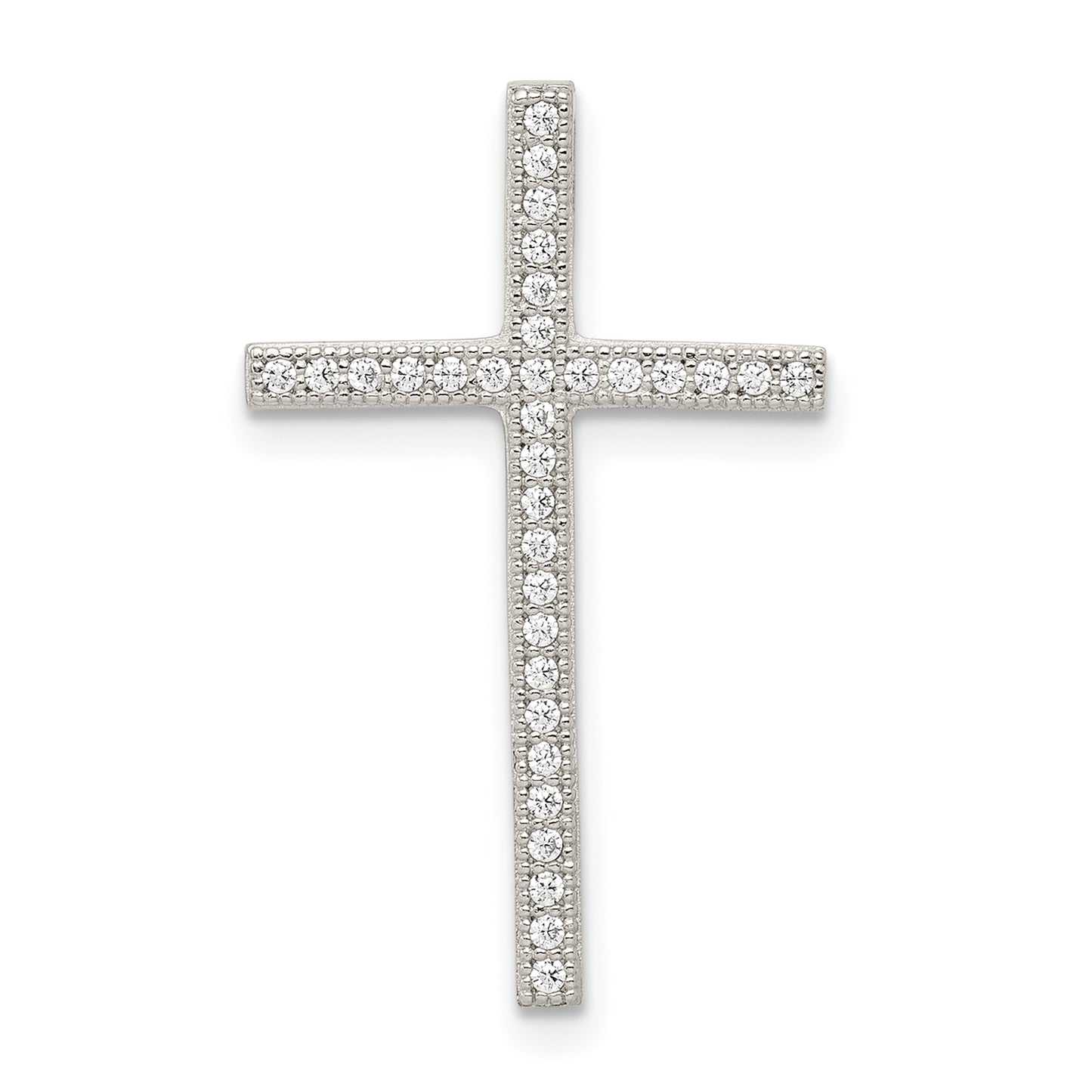 Sterling Silver Rhodium-Plated Micro Pave Cross Pendant