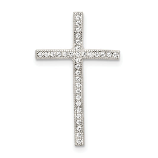 Sterling Silver Rhodium-Plated Micro Pave Cross Pendant