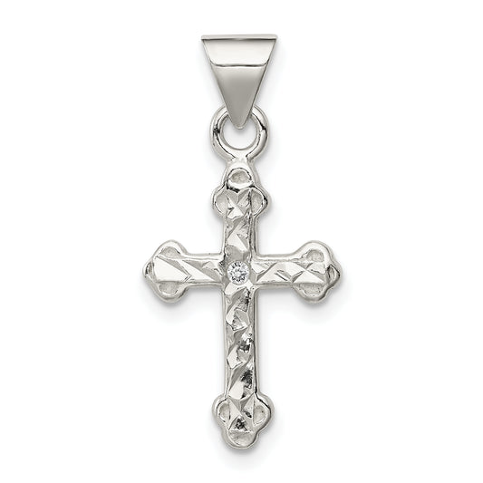 Sterling Silver Cross With Cz Pendant