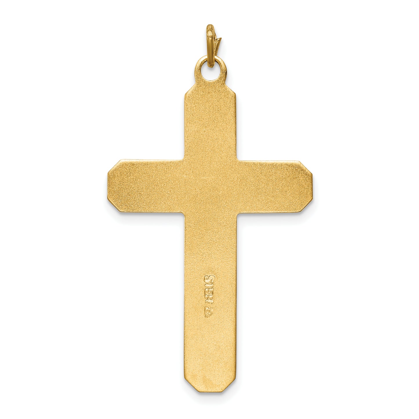 Sterling Silver Rhodium-Plated Satin/Polished Vermeil Corpus Cross Pendant