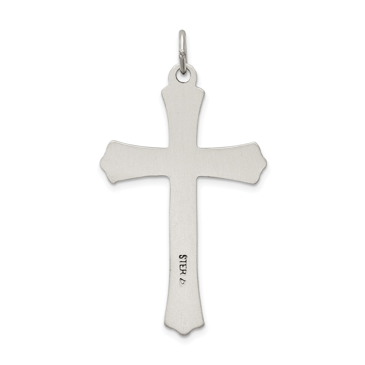 Sterling Silver Antiqued Satin Halo And Corpus Cross Pendant