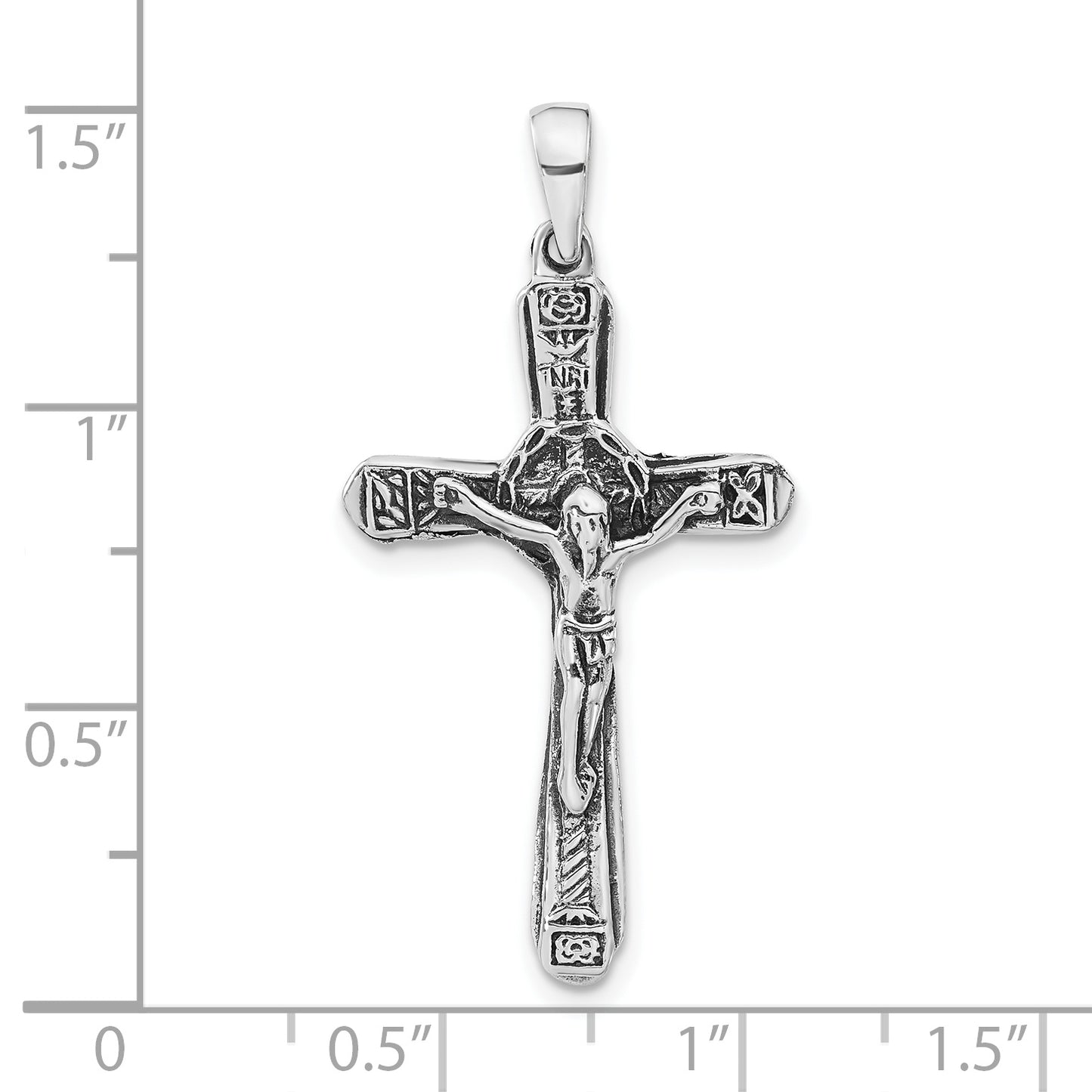 Sterling Silver Polished & Antiqued Crucifix Pendant