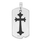 Sterling Silver Rhodium-Plated Polished Black Epoxy Cross Dog Tag Pendant