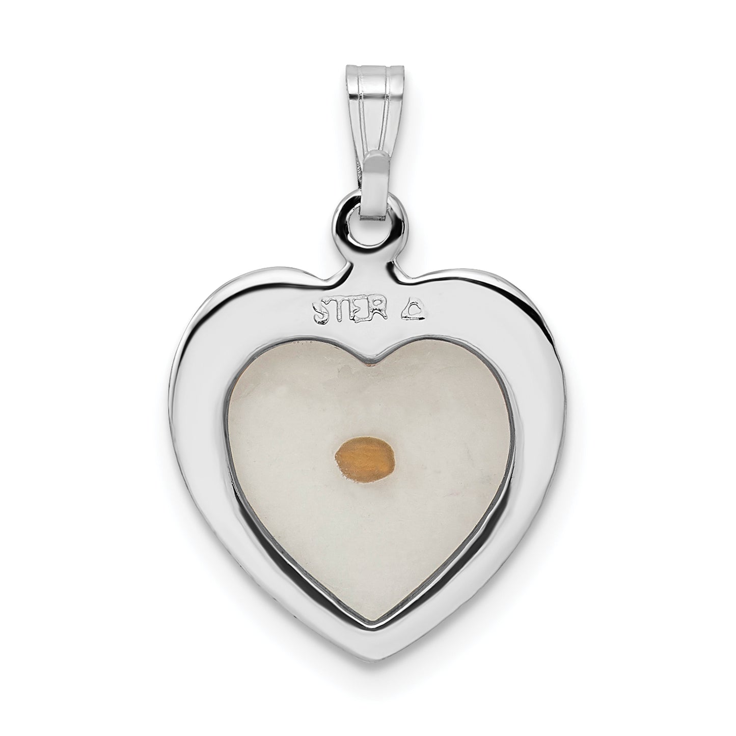 Sterling Silver Rhodium-Plated Large Heart With Mustard Seed Pendant