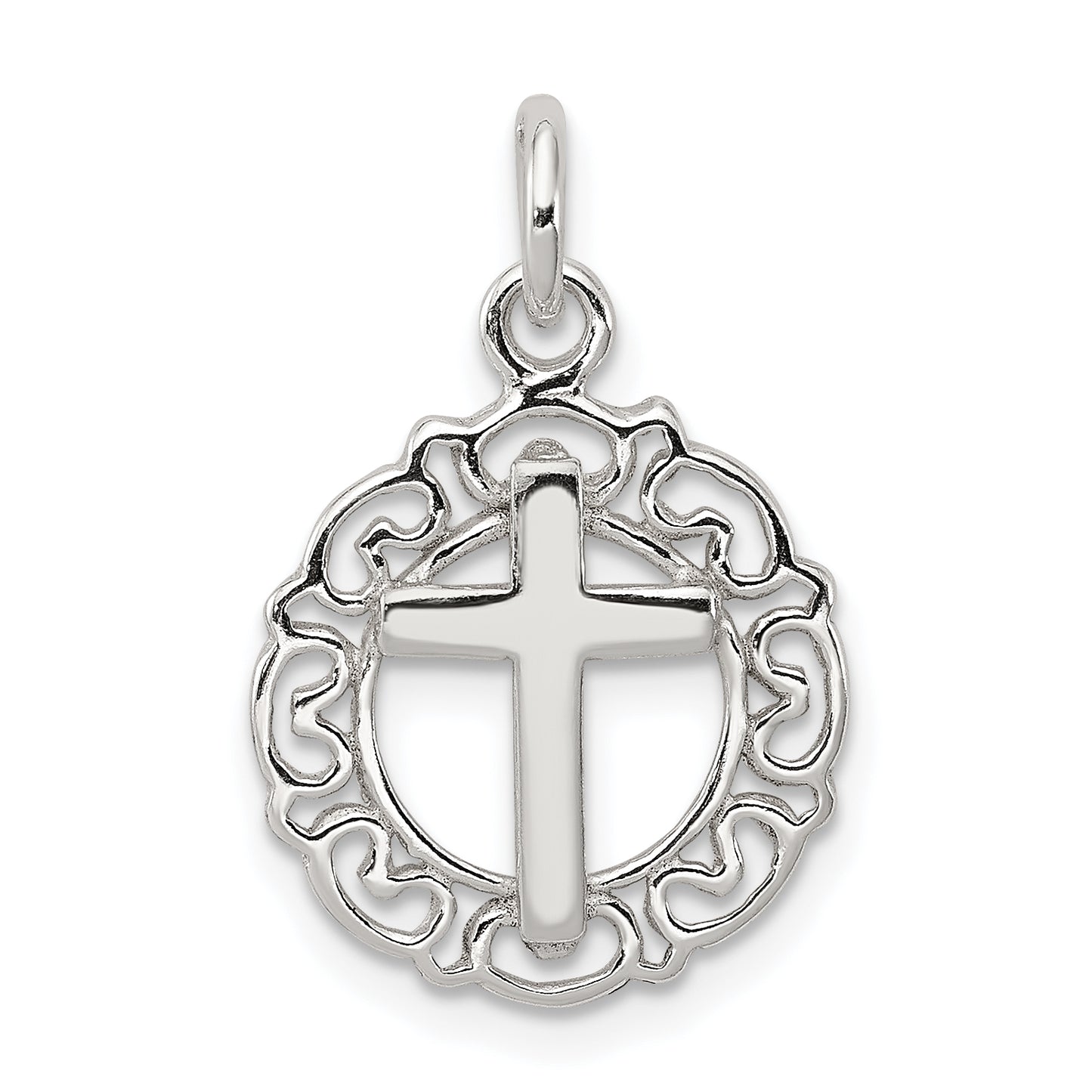 Sterling Silver Circle & Cross Pendant