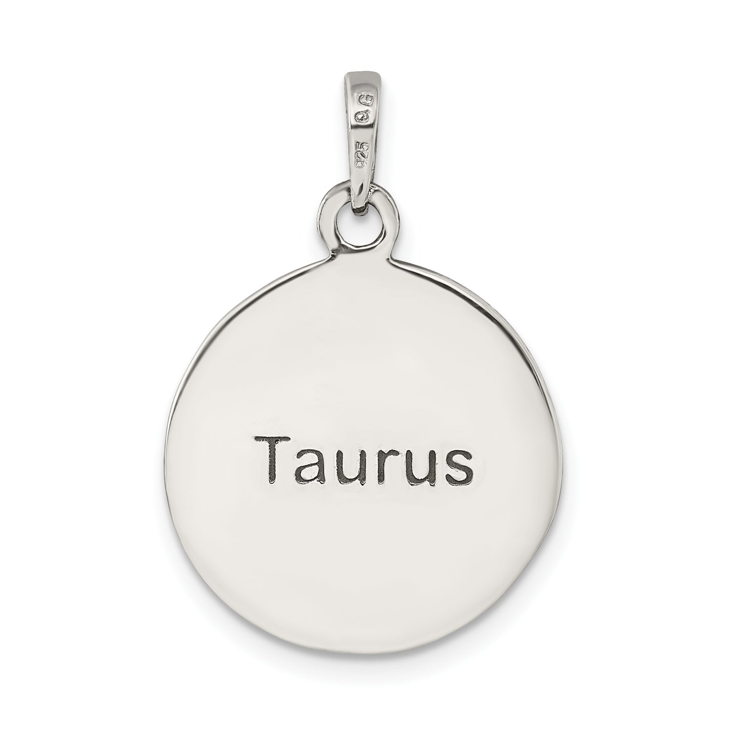 Sterling Silver Polished Antique Finish Taurus Horoscope Zodiac Pendant