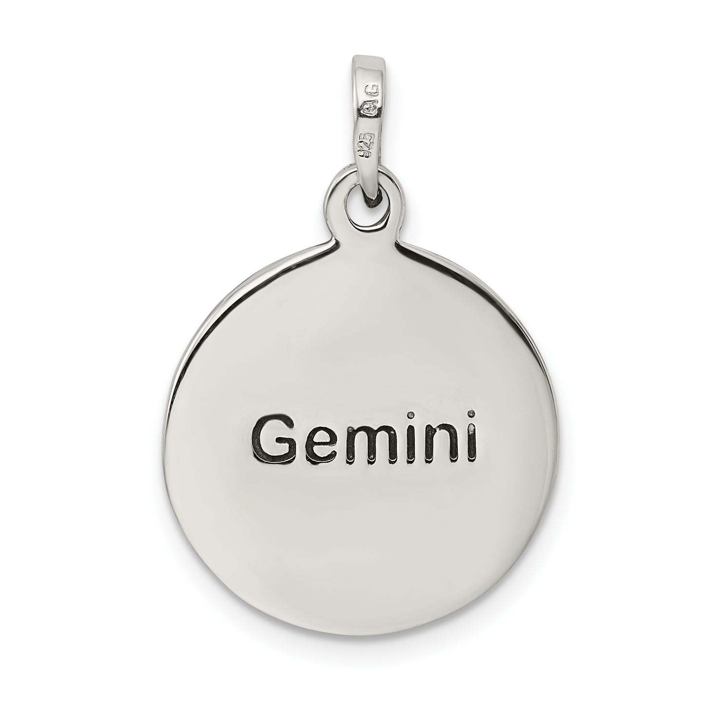 Sterling Silver Polished Antique Finish Gemini Horoscope Zodiac Pendant