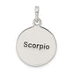 Sterling Silver Polished Antique Finish Scorpio Horoscope Zodiac Pendant