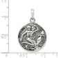 Sterling Silver Polished Antique Finish Aquarius Horoscope Zodiac Pendant