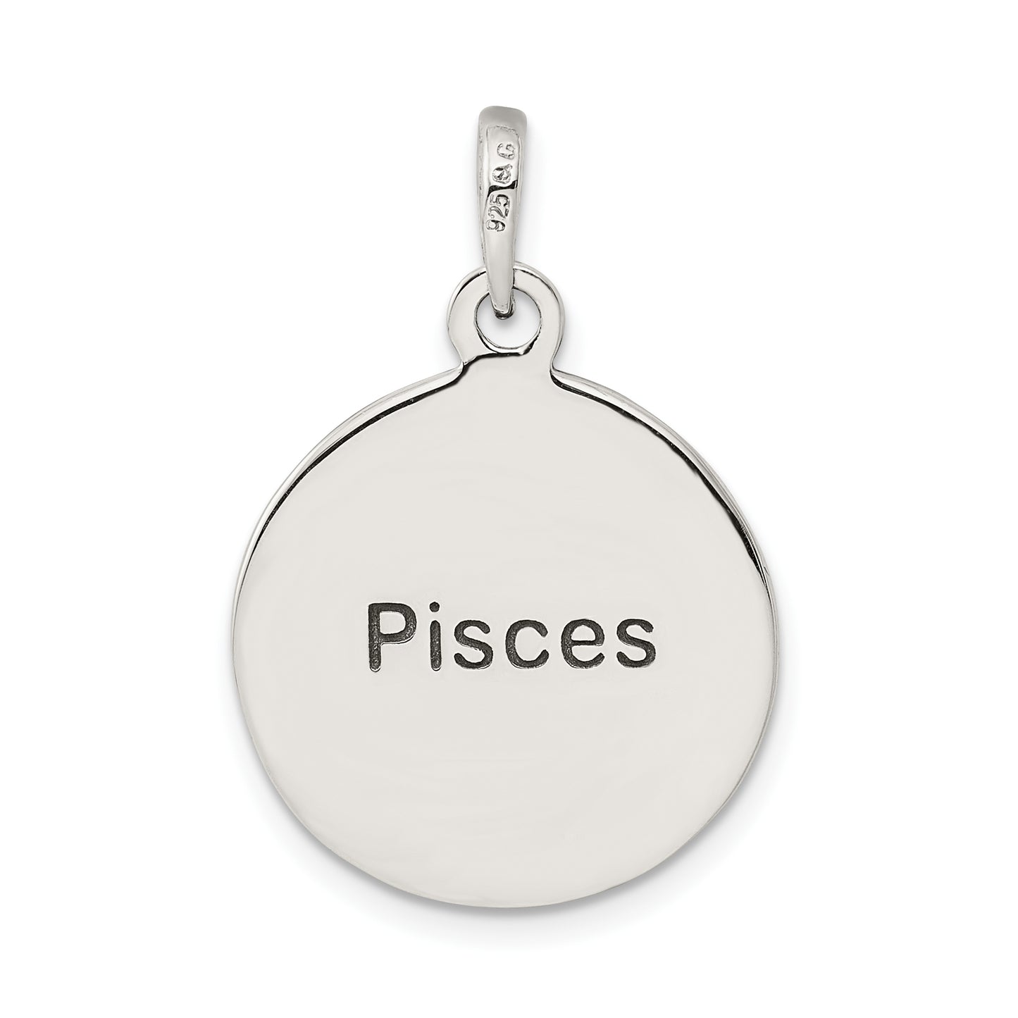 Sterling Silver Polished Antique Finish Pisces Horoscope Zodiac Pendant