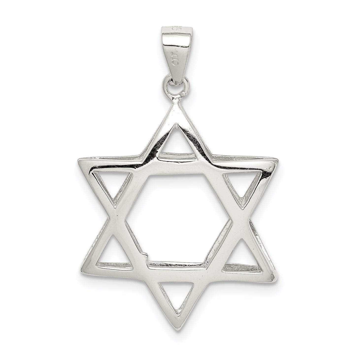 Sterling Silver Rhodium-Plated Puffed Star Of David Pendant