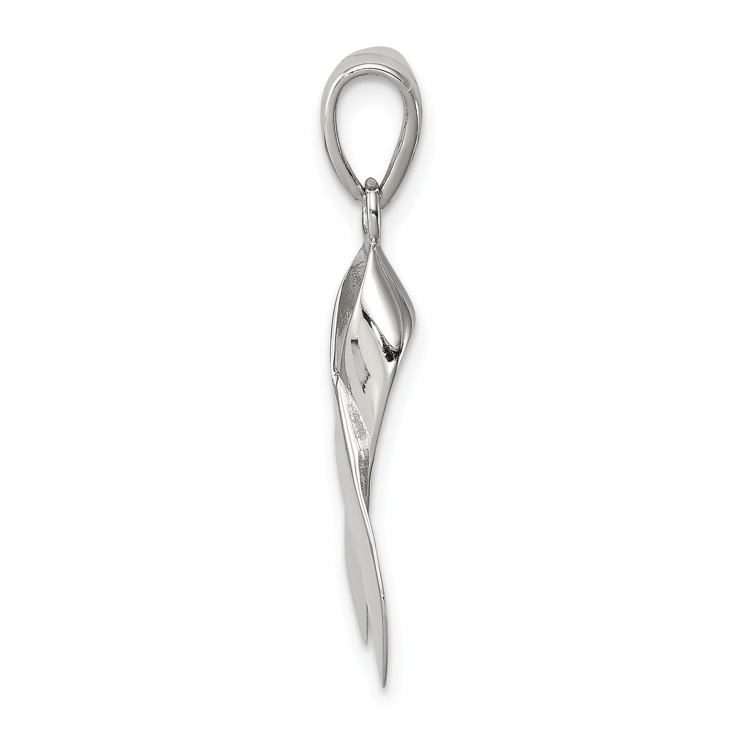 Sterling Silver Rhodium-Plated Cancer Awareness Ribbon Charm