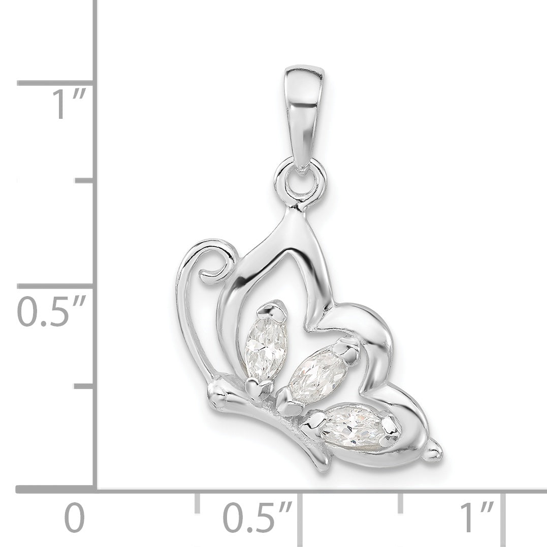 Sterling Silver Cz Butterfly Pendant