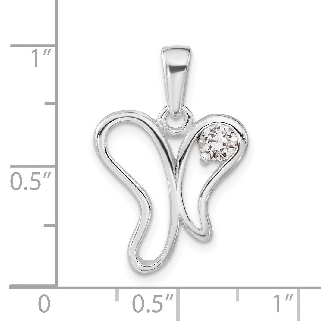 Sterling Silver Cz Butterfly Pendant