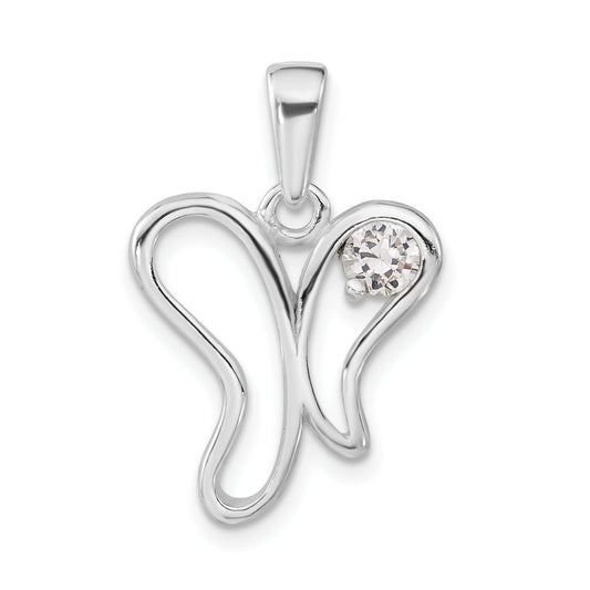 Sterling Silver Cz Butterfly Pendant