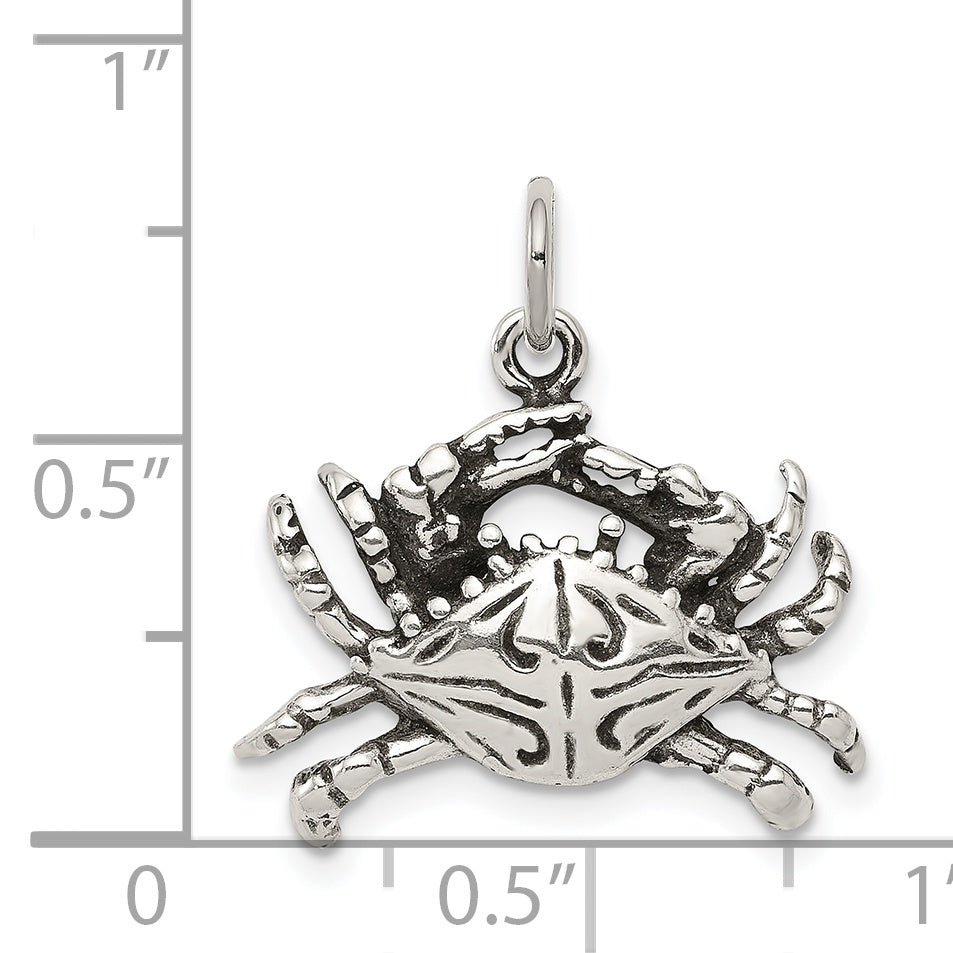 Sterling Silver Antiqued Crab Charm