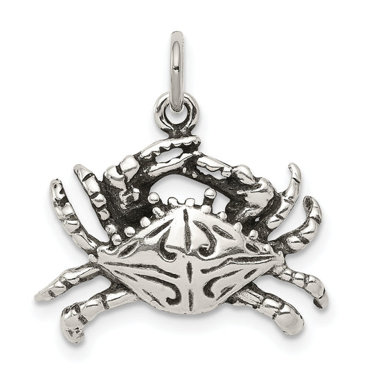 Sterling Silver Antiqued Crab Charm