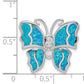 Sterling Silver Rhod Plated Blue Inlay Creat Opal Butterfly Pendant