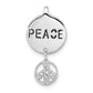 Sterling Silver Polished & Antiqued Cz Peace Pendant