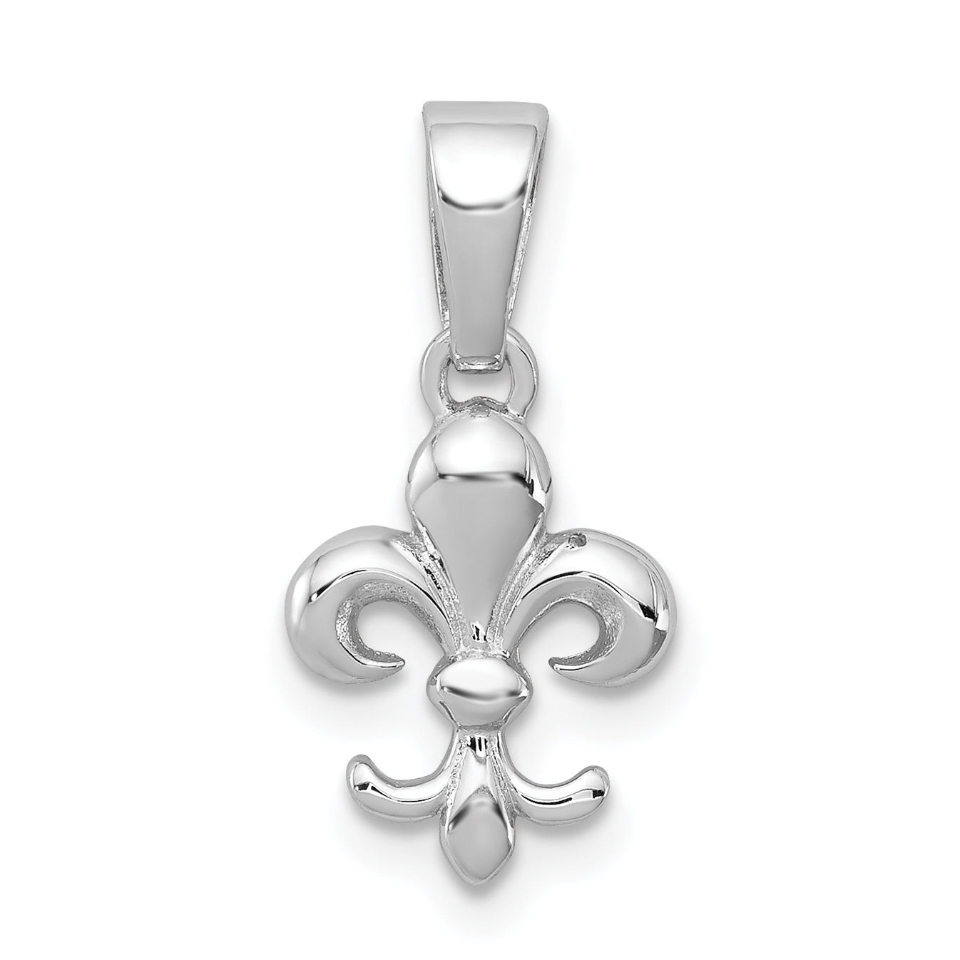 Sterling Silver Rhodium Plated Fleur De Lis Pendant