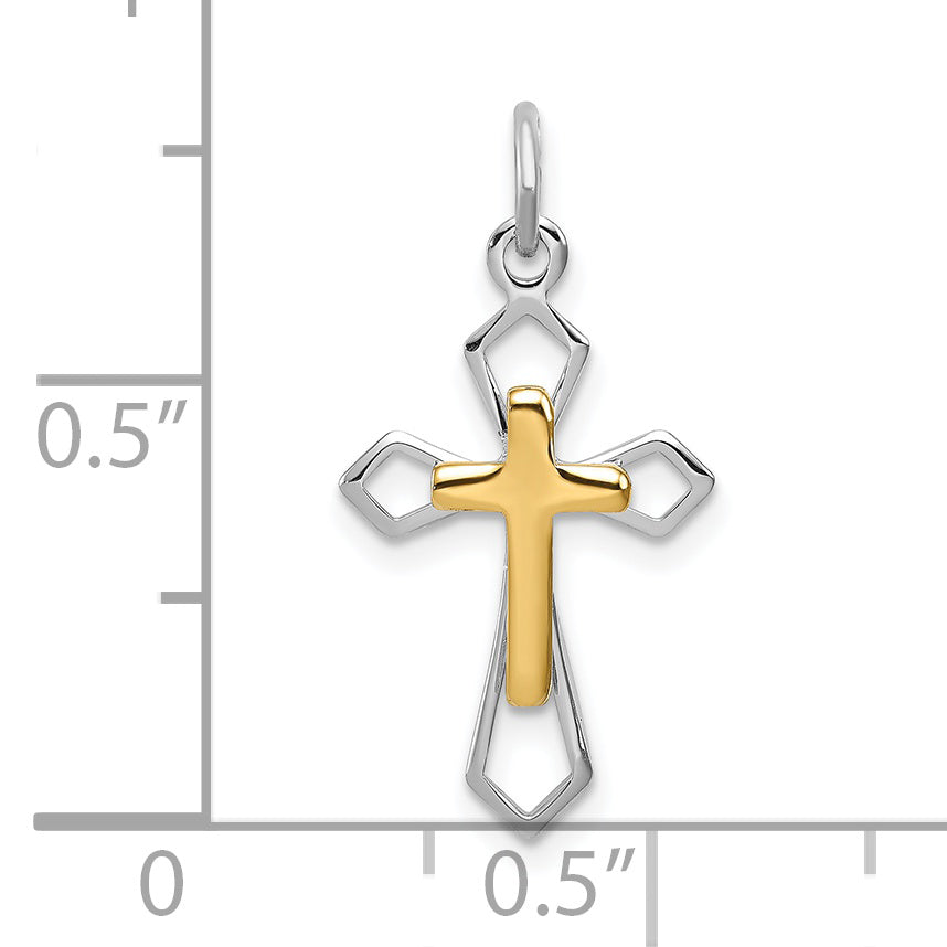 Sterling Silver Rhodium-Plated & Vermeil Cross Pendant