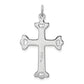 Sterling Silver Rhodium-Plated Polished Vermeil Budded Cross Pendant