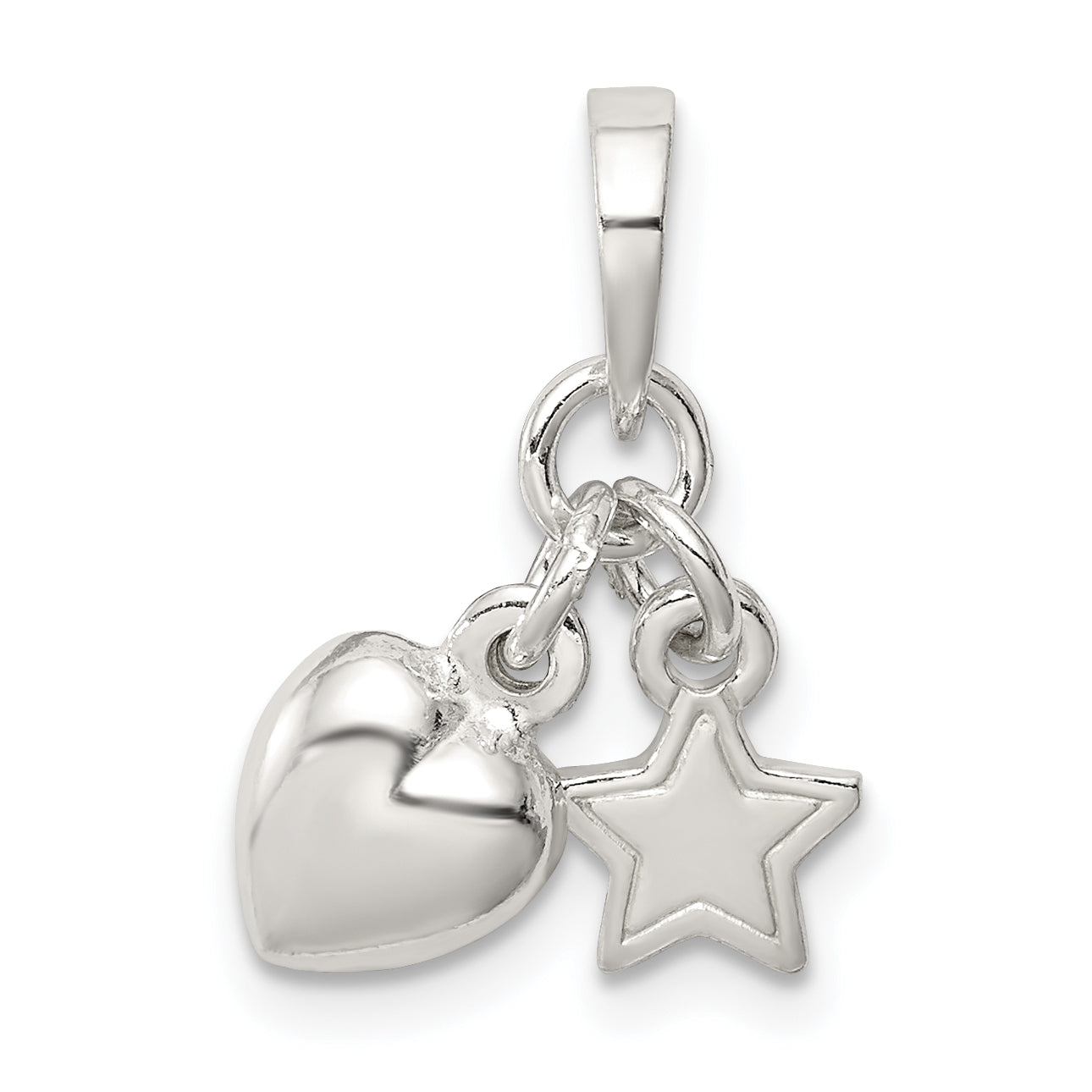 Sterling Silver Heart And Star Pendant