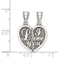 Sterling Silver Antiqued Mini I Love You Break Apart Heart Pendant