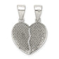 Sterling Silver Antiqued Te Amo Break Apart Heart Pendant