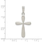 Sterling Silver Polished Textured Matte Cross Pendant