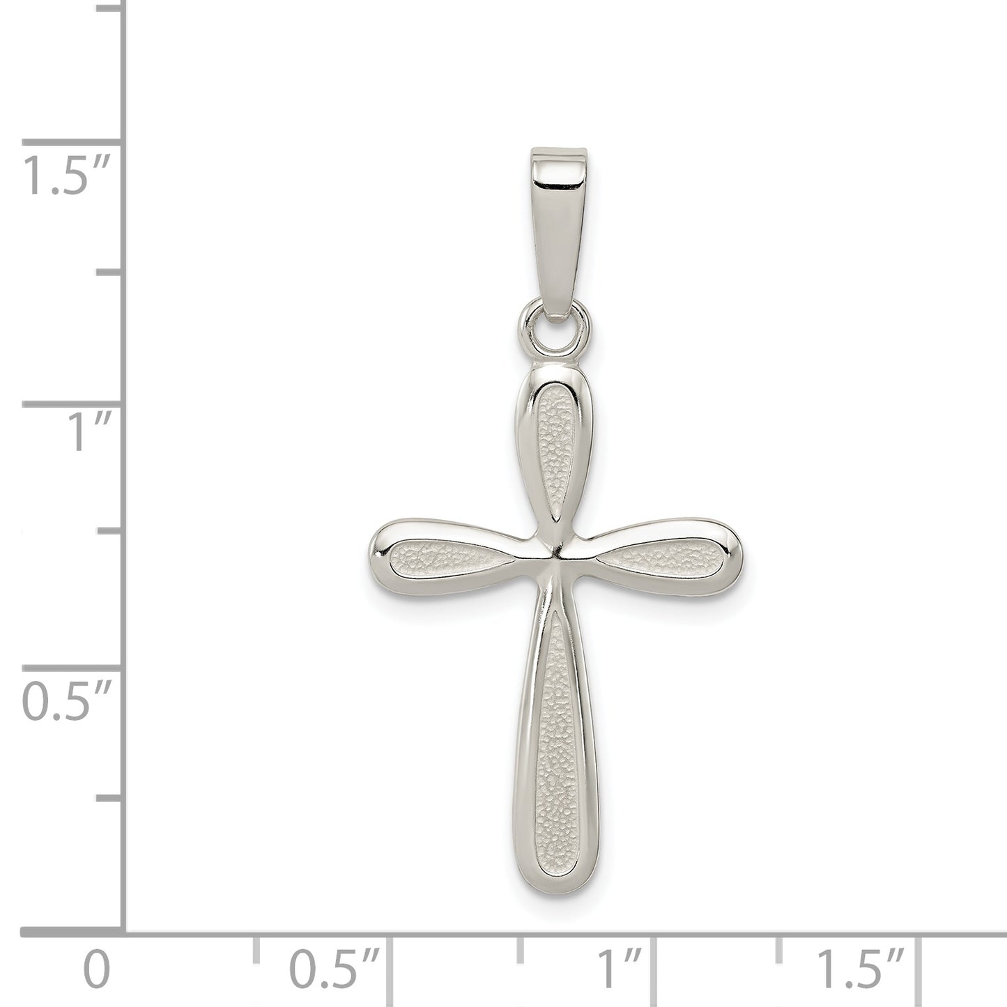 Sterling Silver Polished Textured Matte Cross Pendant