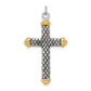 Sterling Silver Silver, Gold-Tone, Blk Rhod Criss Cross Design Pendant