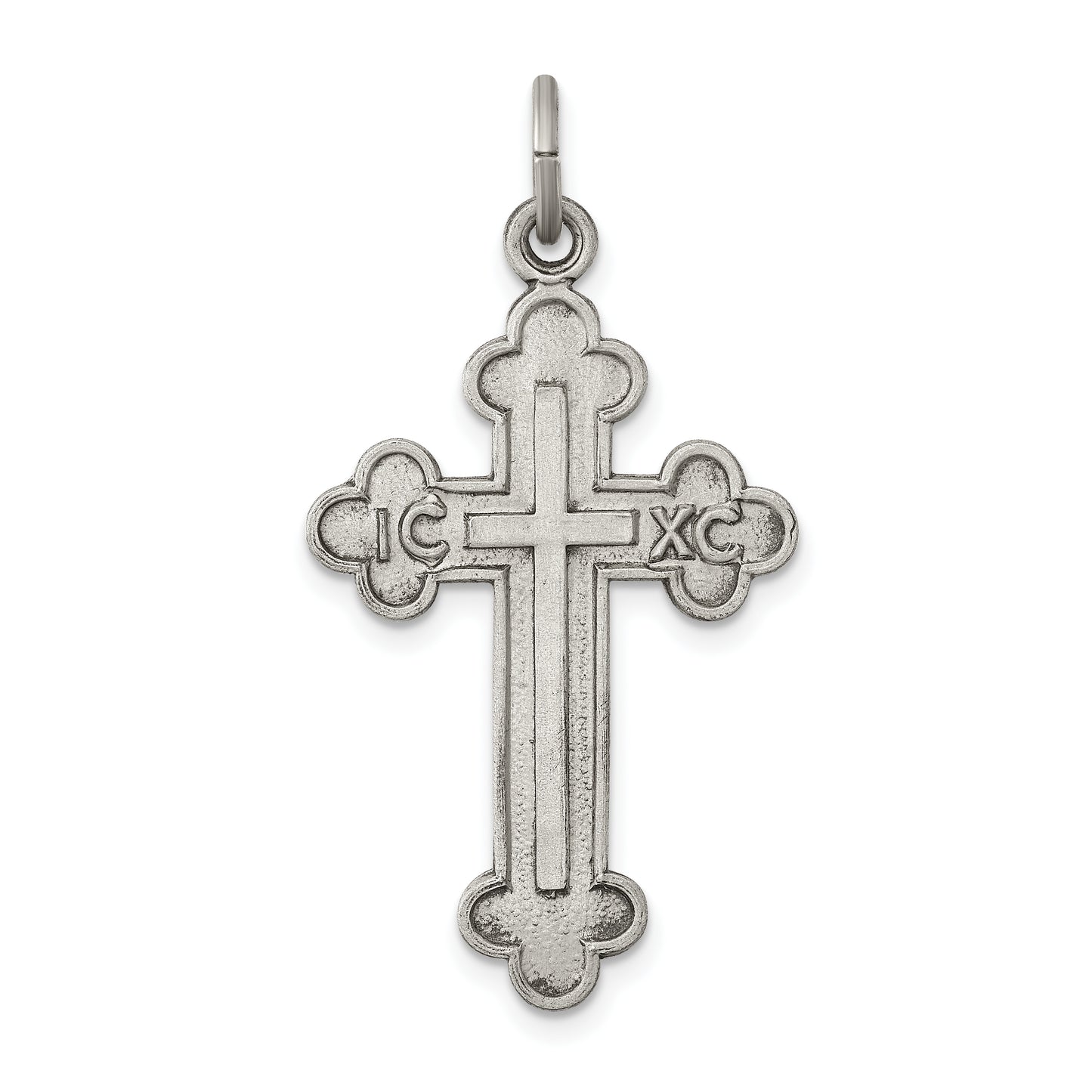 Sterling Silver Antiqued, Textured And Brushed Latin Cross Pendant