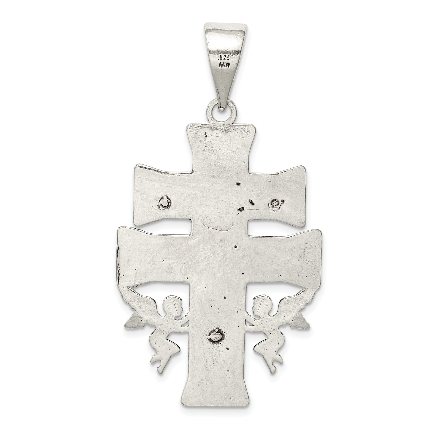 Sterling Silver Antiqued Large Caravaca Inri Crucifix Cross Pendant