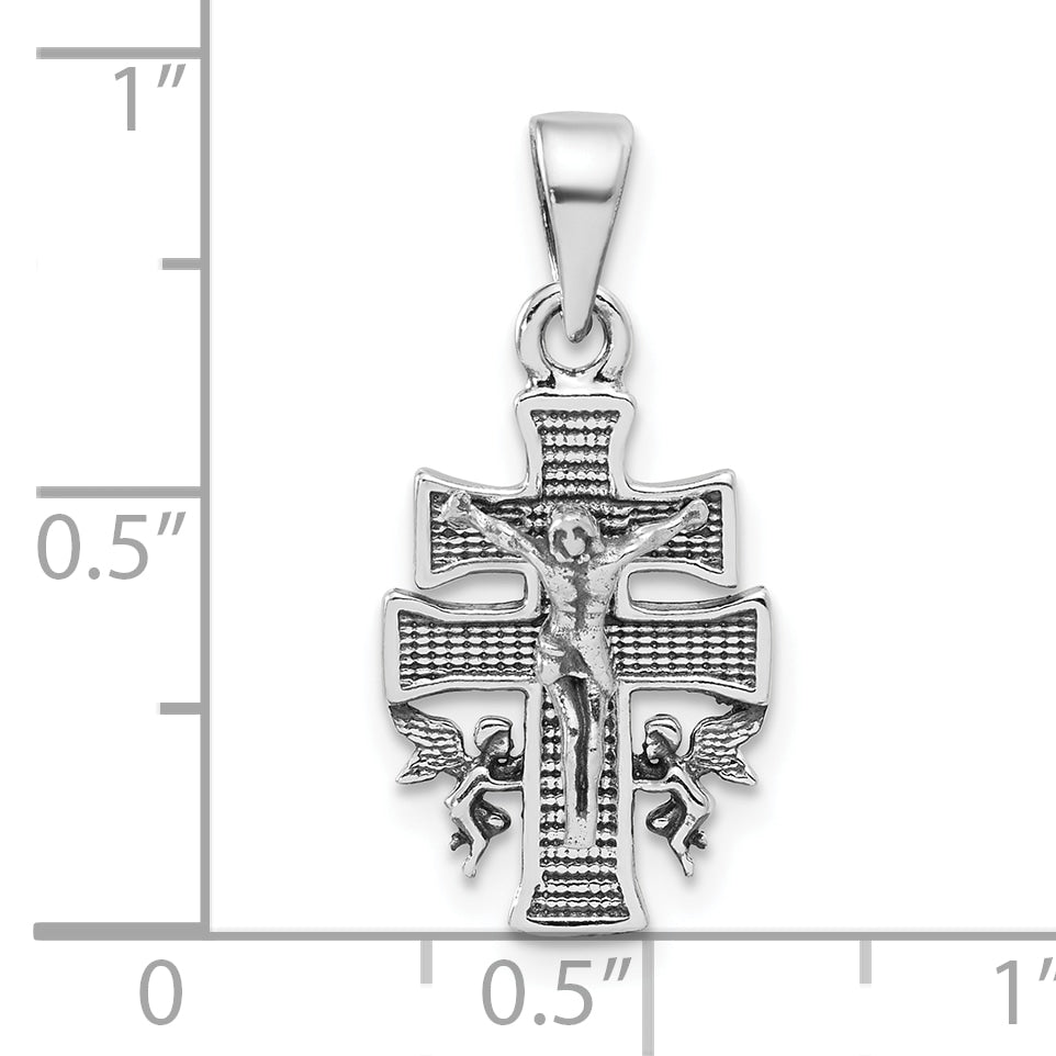 Sterling Silver Antiqued Mini Inri Crucifix Pendant